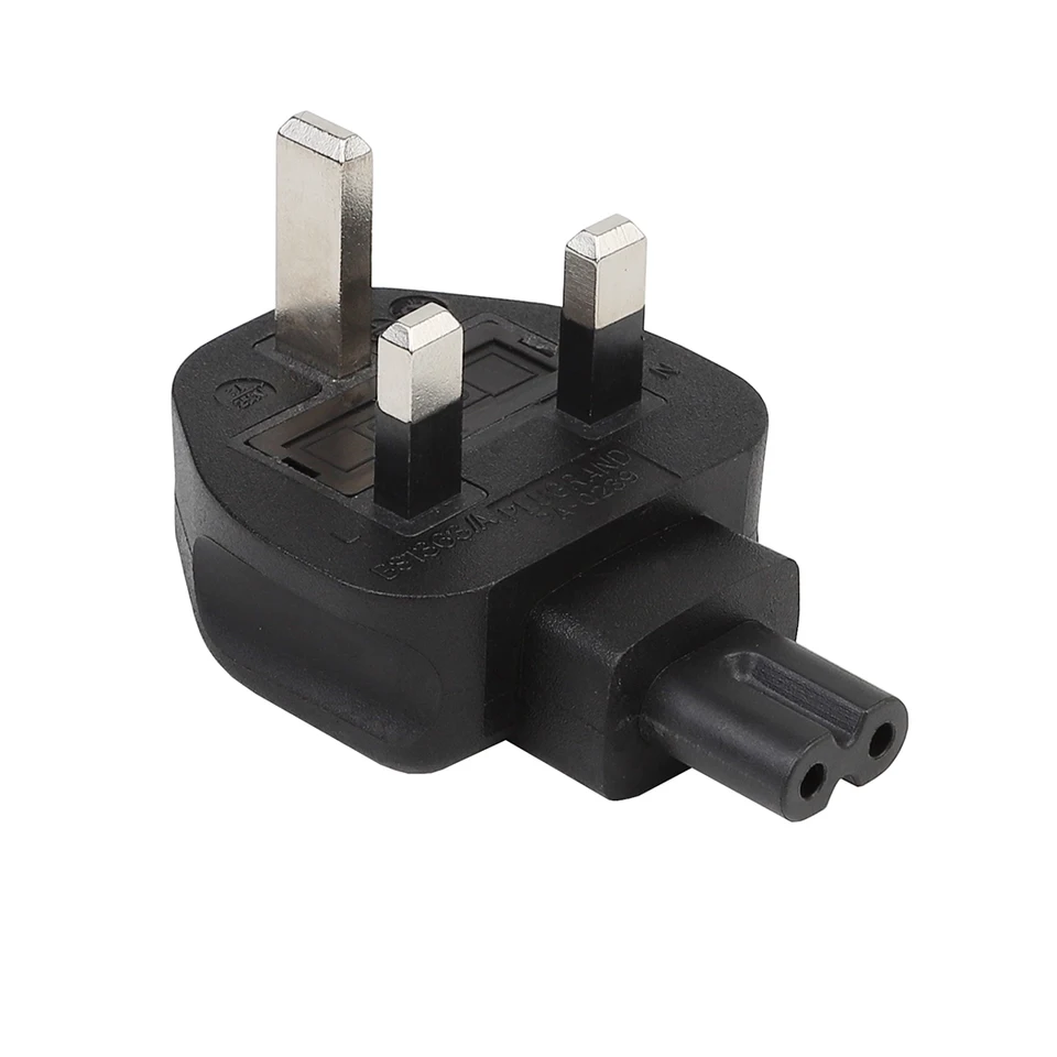 UK 3-brongový muž do IEC C7 AC Power Adapter Adapter pravý poklonný adaptér striedavého prúdu pre notebook Fúzovaný Singapore HK Power Connector