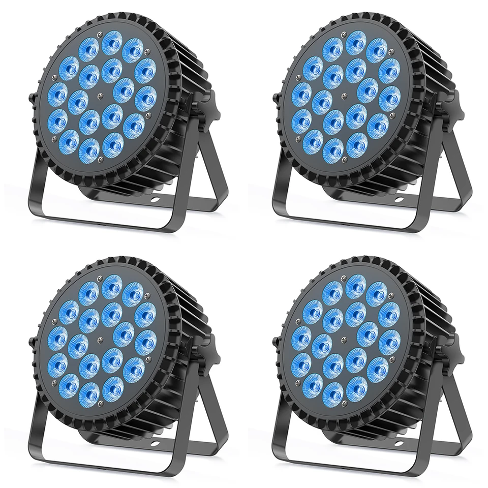 U'King 4pcs 18x12W RGBWA+UV svetlá 6in1 LED osvetlenie DMX512