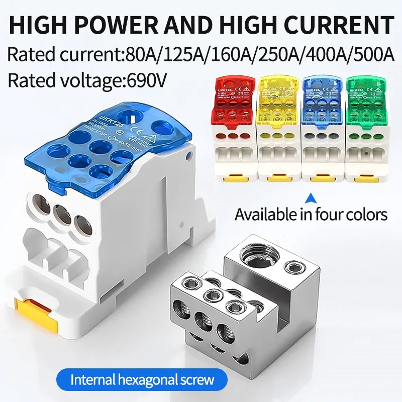 UKK-125A 160A DIN Rail Terminál blokuje jeden z niekoľkých z výstupného rozvodného bloku Universal Electric Electric Wire Connector