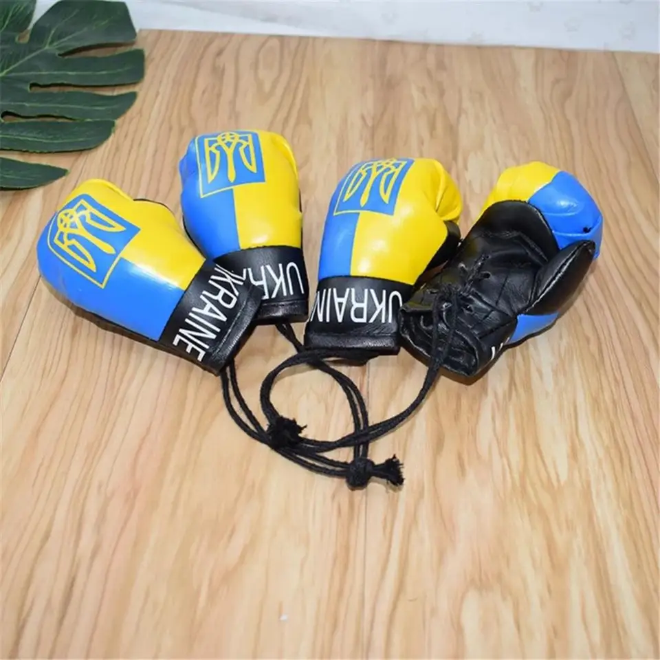 Ukrajina National Flag Boxing Boxing Rukavice prívesok PVC Koža