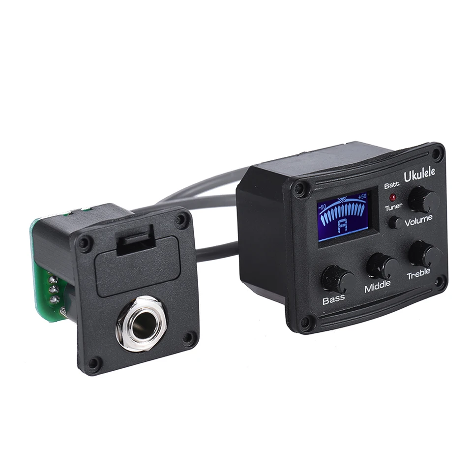 Ukulele ukelele uke piezo pickup predzosilňovač 3-pásmo EQ Equoer Tuner System s LCD displejom