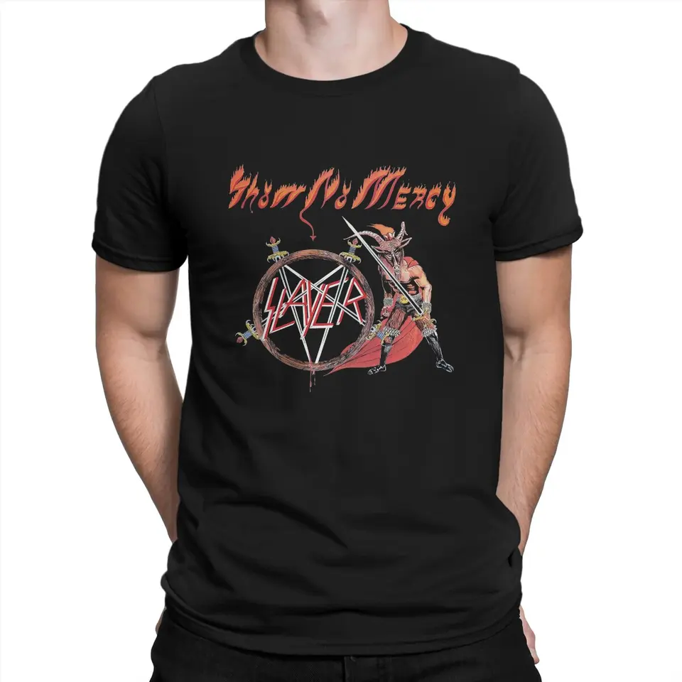 Ukážte no Mercy Men's tričko S-Slayer Band Humor Tees krátke rukávy okrúhly krk tričká 100% bavlnená darček nápady oblečenie