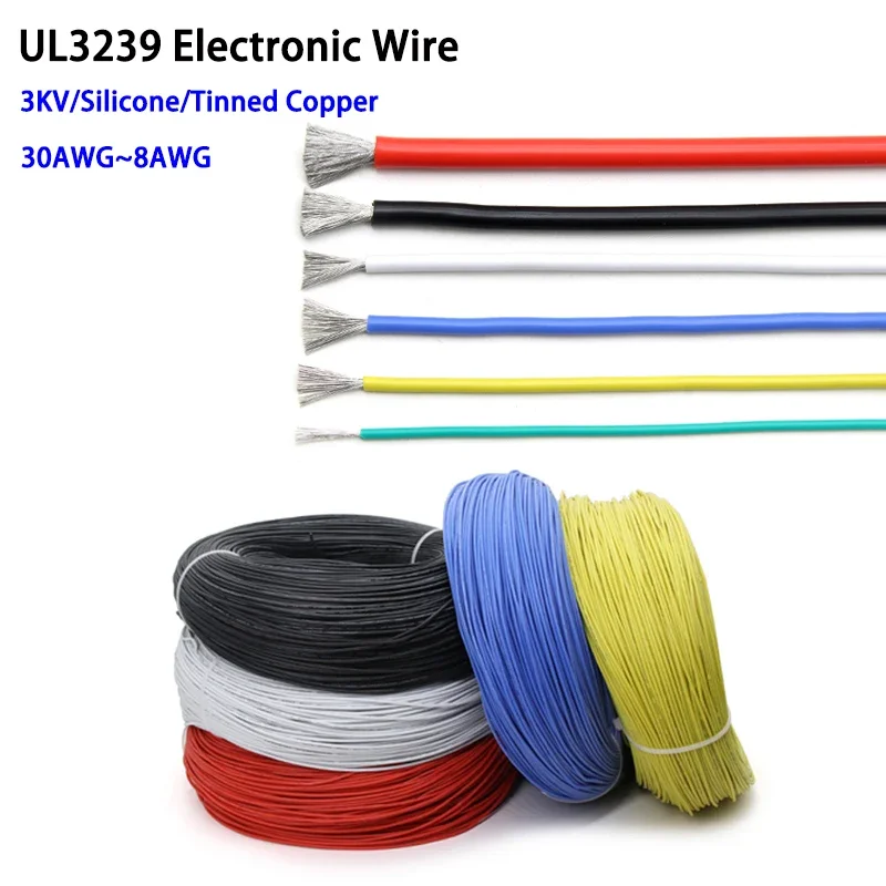 UL3239 Medený drôt 32 30 26 26 22 22 20 18 16 14 12 10 8awg Mäkký silikónový gum