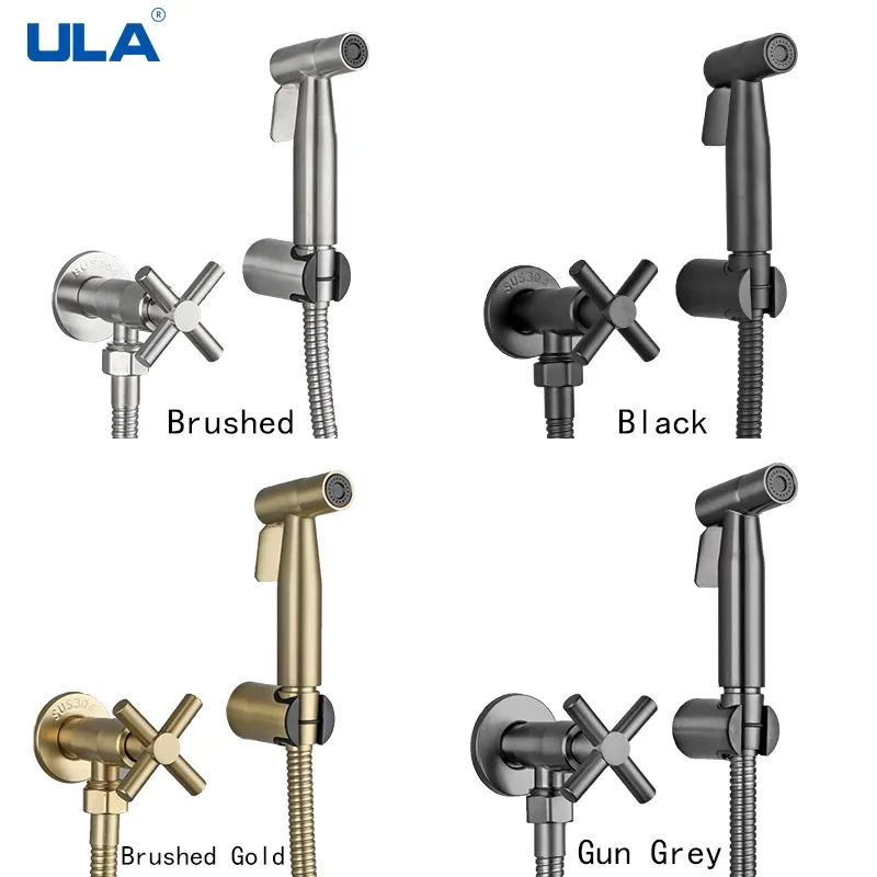 ULA Gold Handheld Bidet Sada súpravy z nehrdzavejúcej ocele WCATETALETNÁ SADNÁ VODA SPOTREBNÁ HLAVA BIDET Faucet Teleskopická trubica