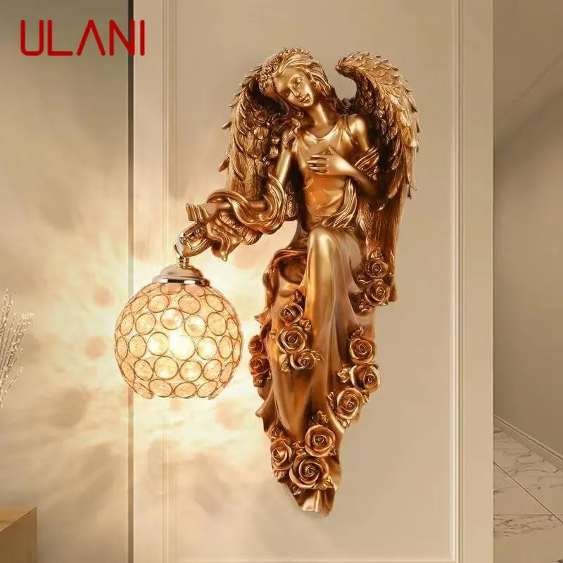 Ulani Modern Indoor Angel Wall Light Led Gold Kreatívna európska živici Svätá lampa pre dekoráciu Domov obývacia izba Spálňa