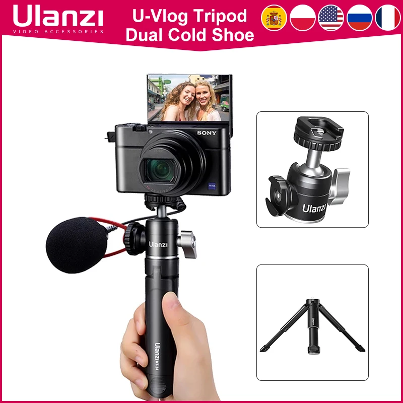 Ulanzi mini vlog statív duálnej studenej topánky guľôčkovej hlavy pre mikrofónové LED svetlo rozširuje statív smartfónov pre fotografickú súpravu Sony A6400