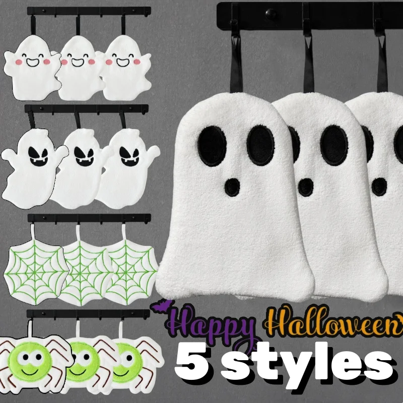 Ultra absorbujúci duchovný uterák Halloween Halloween visí visí dekor koralové zamatové ručné uterák s fantasy témou pre domácu kuchyňu