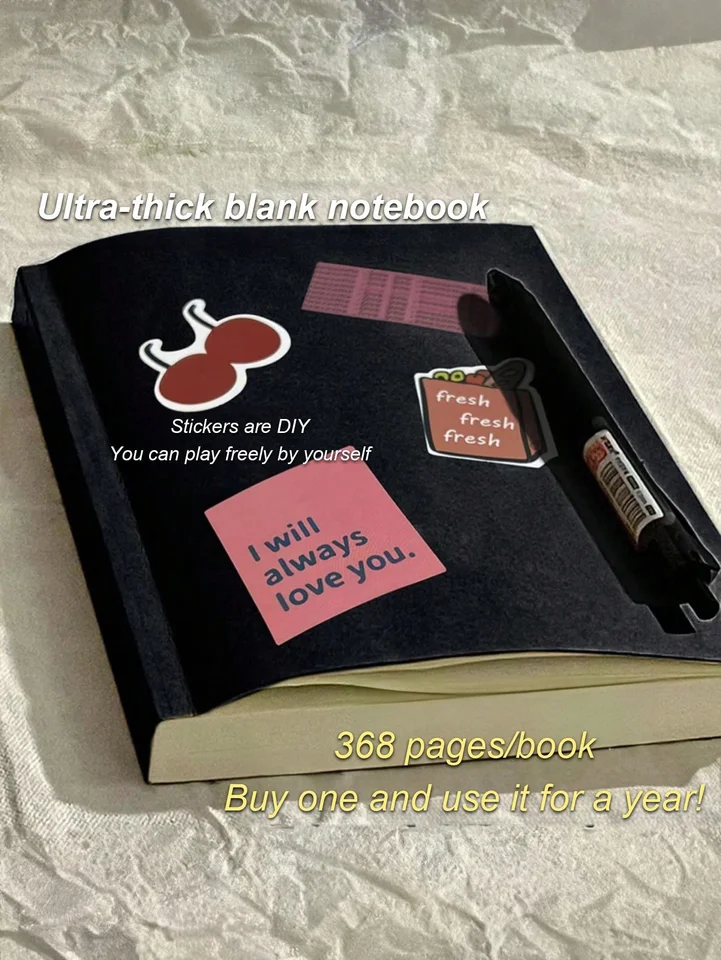 Ultra hrudný notebook Študenti praktický návrh knihy Poznámkový blok veľkú kapacitu Soft Copy Book Denník Poslať 10 nálepiek