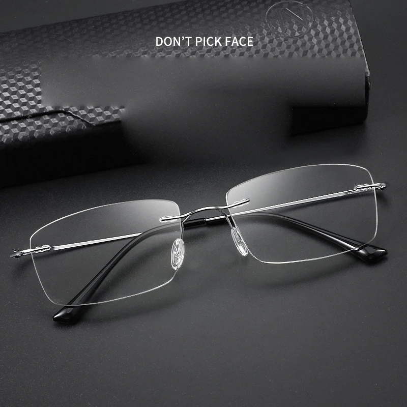 Ultra Light Pure Pure Titanium Rimless Glasses Business Fashion Square Myopia Hyperopia Astigmatizmus Optické rámce na predpis 8161