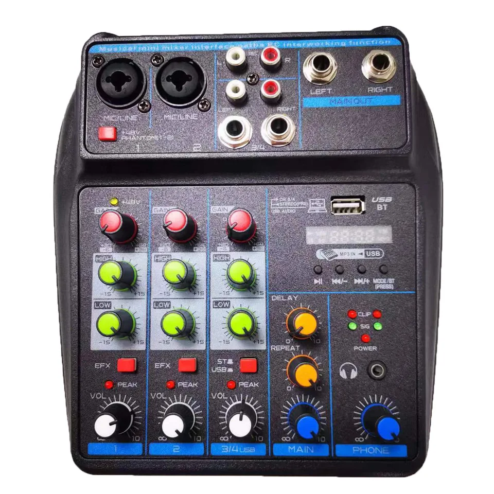 Ultra s nízkym počtom kanálov 4 kanály Zvukový mixér - Zvukový mixér Console Line Mixer pre domácu hudbu Produkcia Webcast k Song DJ Equipment