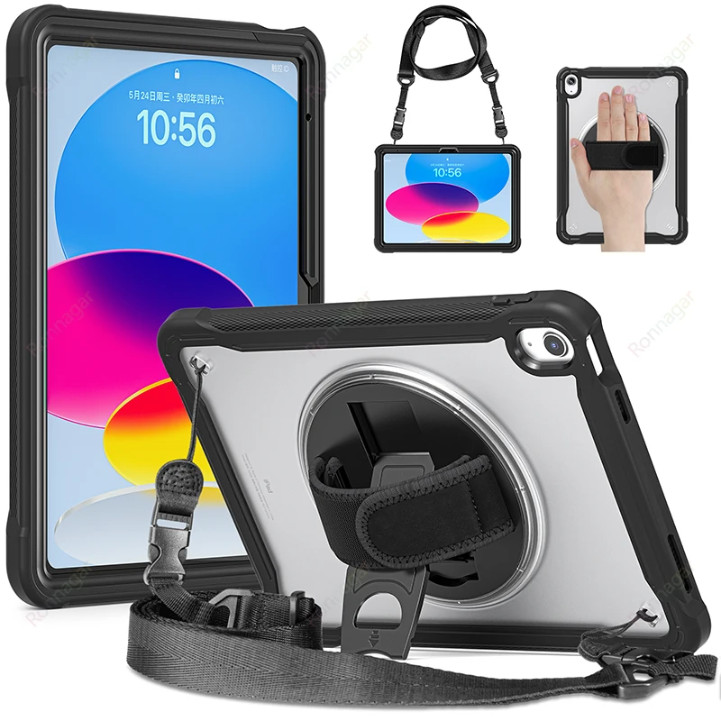 Ultra svetlo nárazové puzdro pre puzdro 10. generácie iPad 10.9 palca AIR4 5 Pro11 M1 M2 iPad7/8/9.2.2 puzdro s ramenným popruhom