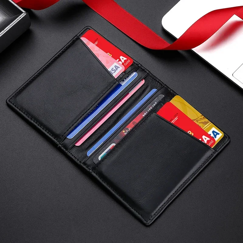 Ultra tenká mäkká peňaženka 100% originálna koža Mini kreditná karta držiteľ peňaženky Multi karta RFID Slim Slim Držiteľ držiaka pre malé karty Pánska peňaženka
