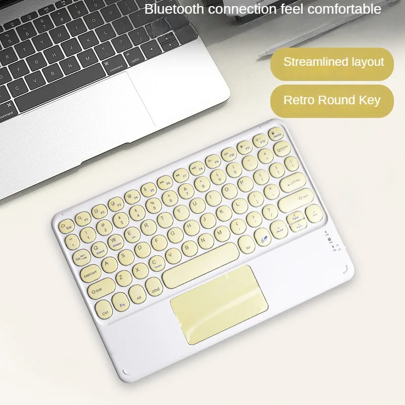 Ultra tenká pohodlná tichá nabíjateľná retro bezdrôtová dotyková klávesnica Bluetooth podporuje mobilné telefóny, tablety a notebooky
