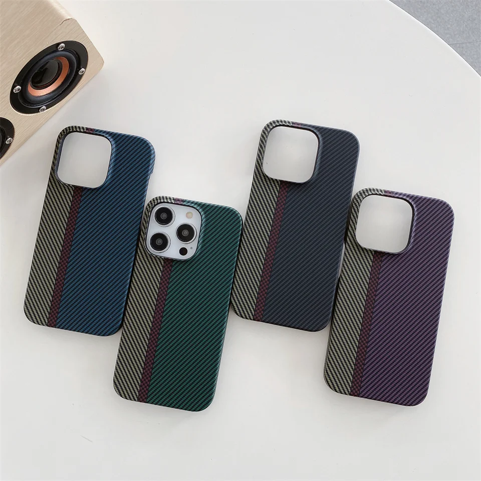 Ultra tenké puzdro na textúru uhlíkových vlákien pre iPhone 15 Pro Max 11 Pro 12 13 Mini 14 Plus kontrastné farby Kevlar Forbed Frosted Cover