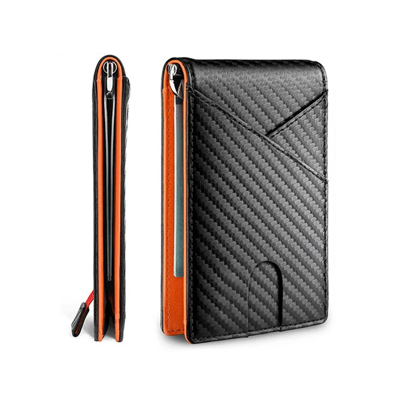 Ultra tenké pánske peňaženky Peniaze Clip Klip uhlíkových vlákien držiteľ peňaženky RFID Slim Money Clips Peniažne vrecká pokrývajú Cartera hombre