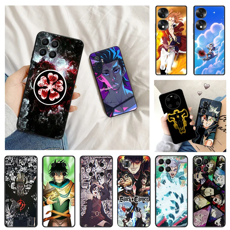 Ultra tenké silikónové puzdro na česť x8 x7 x9 b x6 4g 70 90 Magic5 Pro 8x Pixel 8 7 6 A Čierny Clover Anime Yuno Matte Cover