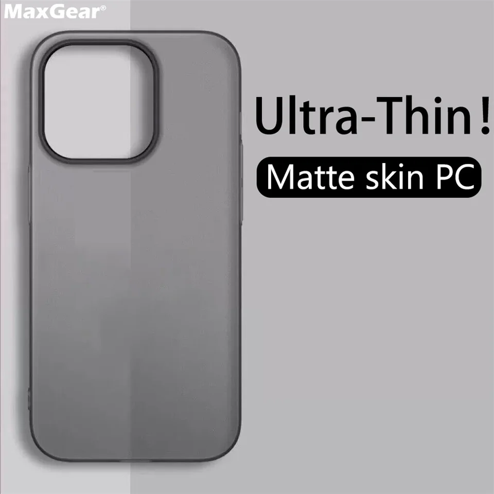 Ultra tenké čisté puzdro pre tvrdé brnenie pre iPhone 16 15 14 13 12 11 Pro Max Plus Ruggované plasty matné pokožky s nárazovým ochladením