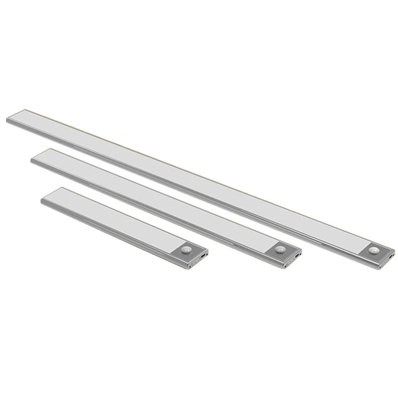 Ultra tenký 23/40/60 cm PIR Sensor LED pod skrinkou Svetlo USB Nabíjateľné šatníkové skriňové skrinky na stenu