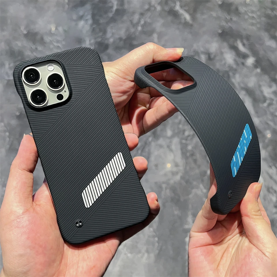 Ultra tenký bezrámový nárazník pre textúru uhlíkových vlákien pre iPhone 15 14 13 13 Pro Max 15Promax Shock -nepriestrelný matný priedušný kryt
