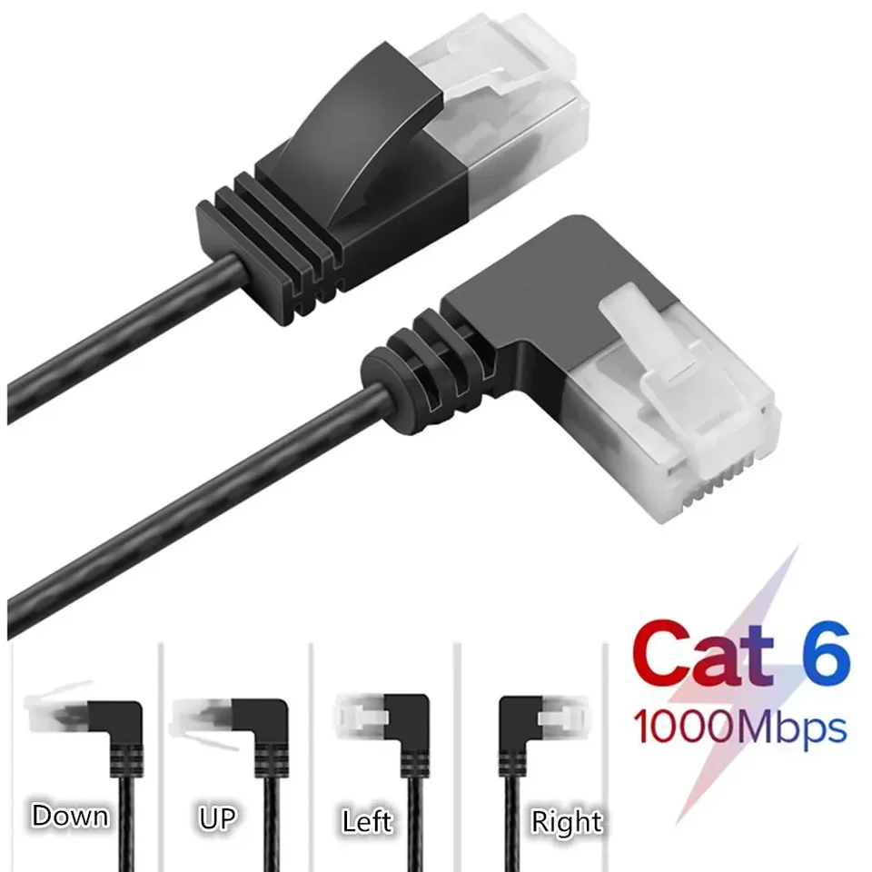 Ultra tenký ethernetový kábel ethernet RJ45 RAGLE UKLET Sieťový kábel kábla 90 stupňov CAT6A LAN káble pre televízny box smerovača notebooku