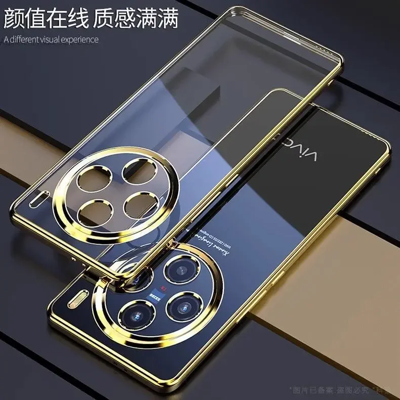 Ultra tenký klenot Silikón TPU Puzdro pre Vivo X200 Pro Mini Electroplating Transparent Cover pre Vivo X100 Ultra X100S PRO