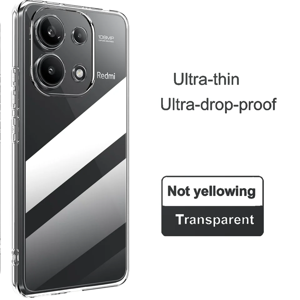 Ultra tenký nárazový priehľadný puzdro pre Xiaomi Redmi Poznámka 13 Pro Plus 5G 4G Transparentné silikonézové farby Silikón TPU Slim Soft Soft