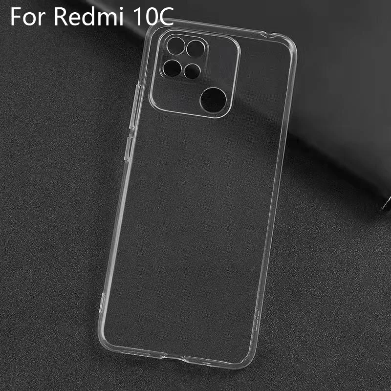 Ultra tenký priehľadný priehľadný puzdro pre telefón pre Xiaomi Redmi 10C Silikón Soft Mäkký zadný kryt pre puzdro Redmi10C 10 C