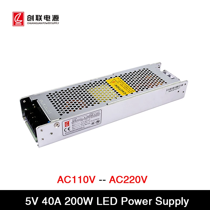 Ultra-tenký špeciálny AC90V ~ AC264V Široké napätie na 5 V 40A 200 W / 5V 60A 300W Chuanglian napájací zdroj A-200FAR-5PH / A-300FAR-5