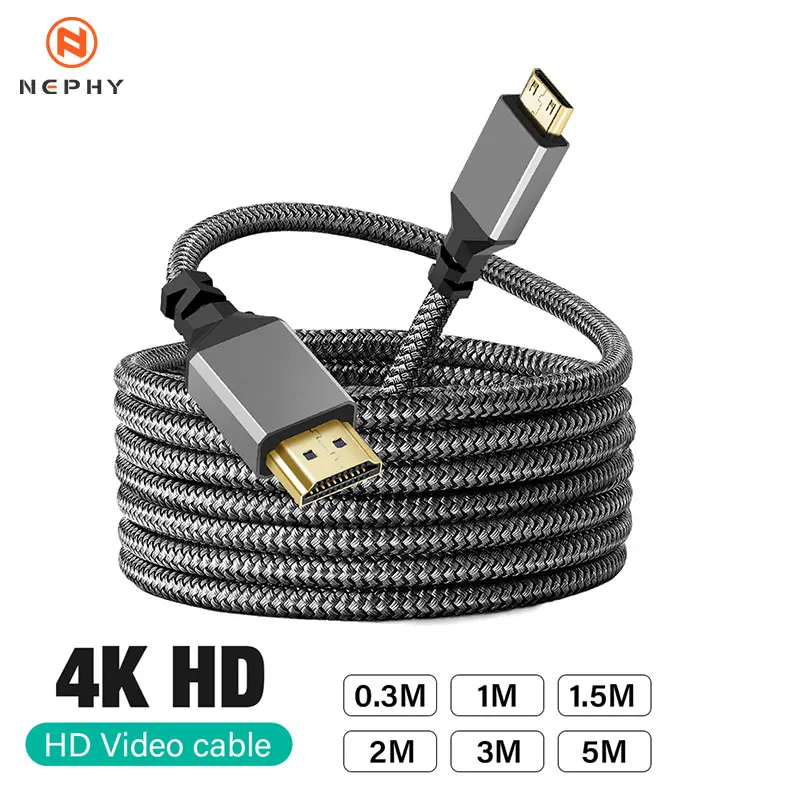 Ultra vysokorýchlostný mini HDMI na HDMI kábel HDMI2.0 MINIHDMI Muž Muž 4k 60 Hz HD 1080P Adaptér prevodník 1M 3M 5M Wire TV fotoaparát