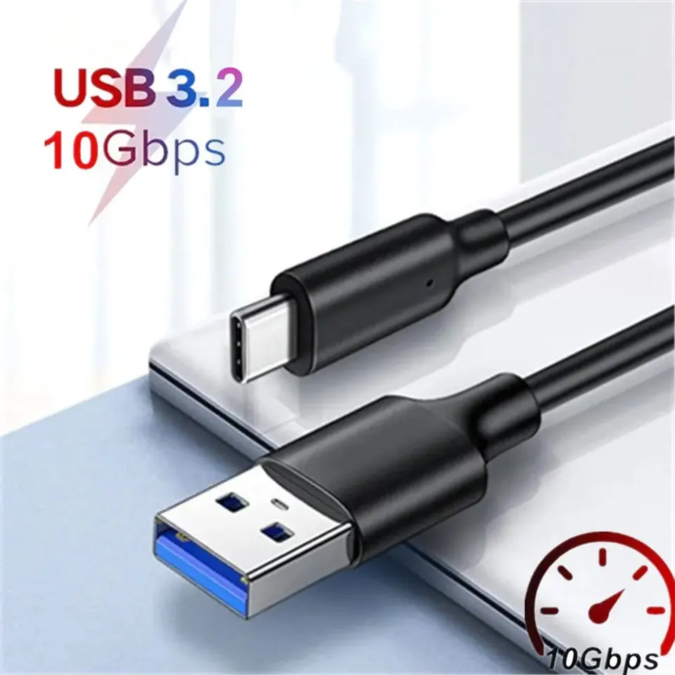Ultra vysoká rýchlosť USB3.2 10 Gbps kábel USB Typ C Gen2 Prenos káblových káblov USB C SSD Kábel pevného disku 3a 60W QC 3.0 Rýchle nabíjanie