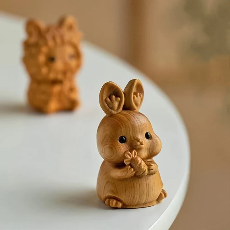 Umelecké drevo rezbárske dvanásť zverokruhových ornamentov roztomilé myš Ox Tiger Rabbit Dragon Snake Animal Decor Decor Decor Detský darček