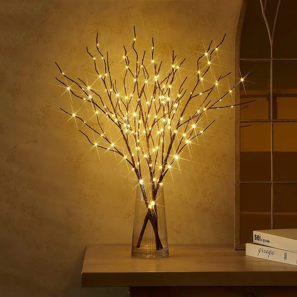Umelá rastlina biela breza vetva svetlo 70 cm/50led batériu ovládaná vianočný stromček vetvu Svetlo Svetlo LED TREE LED svetlo
