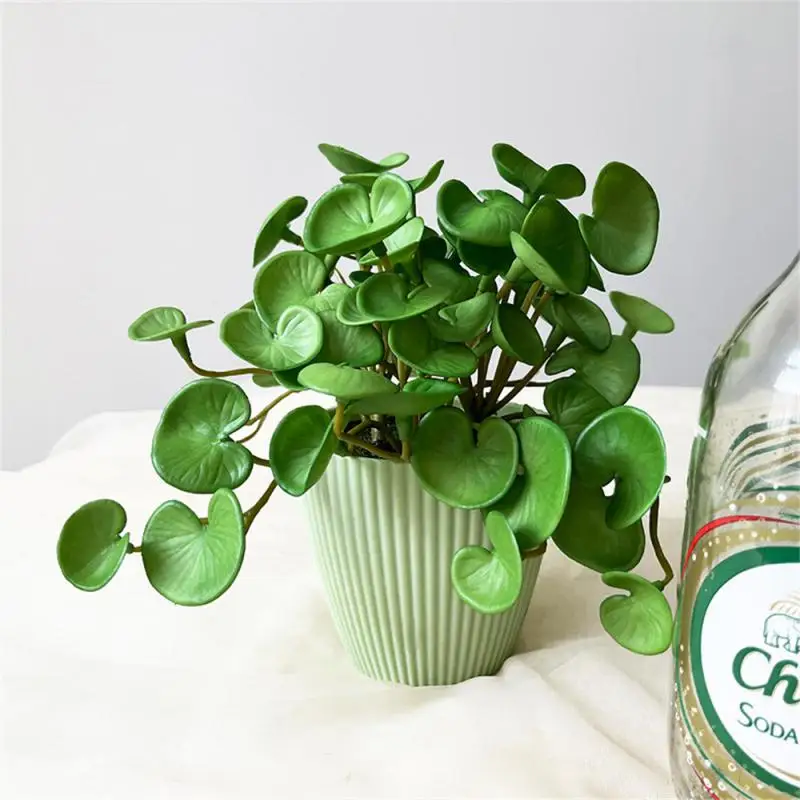 Umelá rastlina Mini kytica Copper Coin Grass Mäkké lepidlo falošné zelené rastliny stena zavesenie pre domácu kanceláriu záhrada dekorácia
