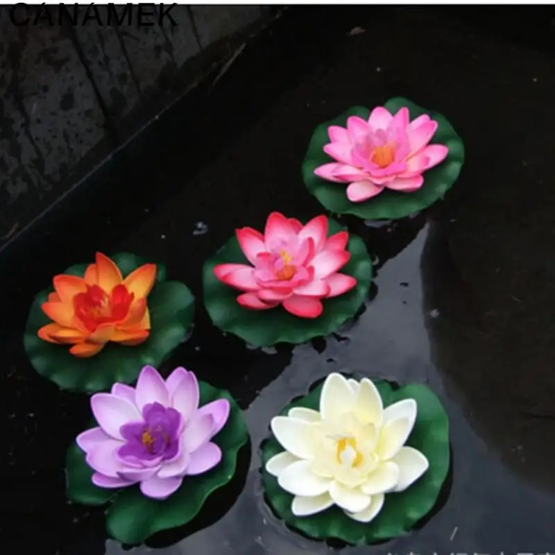 Umelé kvety pre rybné nádrže Rybník voda Lily Lotus akvárium Domáce dekorácie 1pc plávajúce umelé lotosové ozdoby