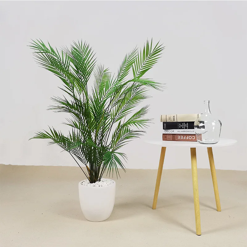 Umelé plastové palmové rastliny Plastové rastliny vetva falošné cycas stromy zelené faux Tropické listy pre domácu záhradu Indoor Decor