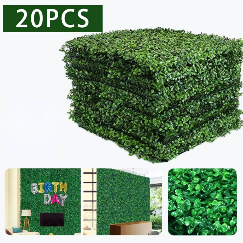 Umelé rastliny Grass Wall Decotion Decoration Box Wood Hedge Panely pre vnútornú vonkajšiu záhradu Balkón Balkón DECON Svadobná večera