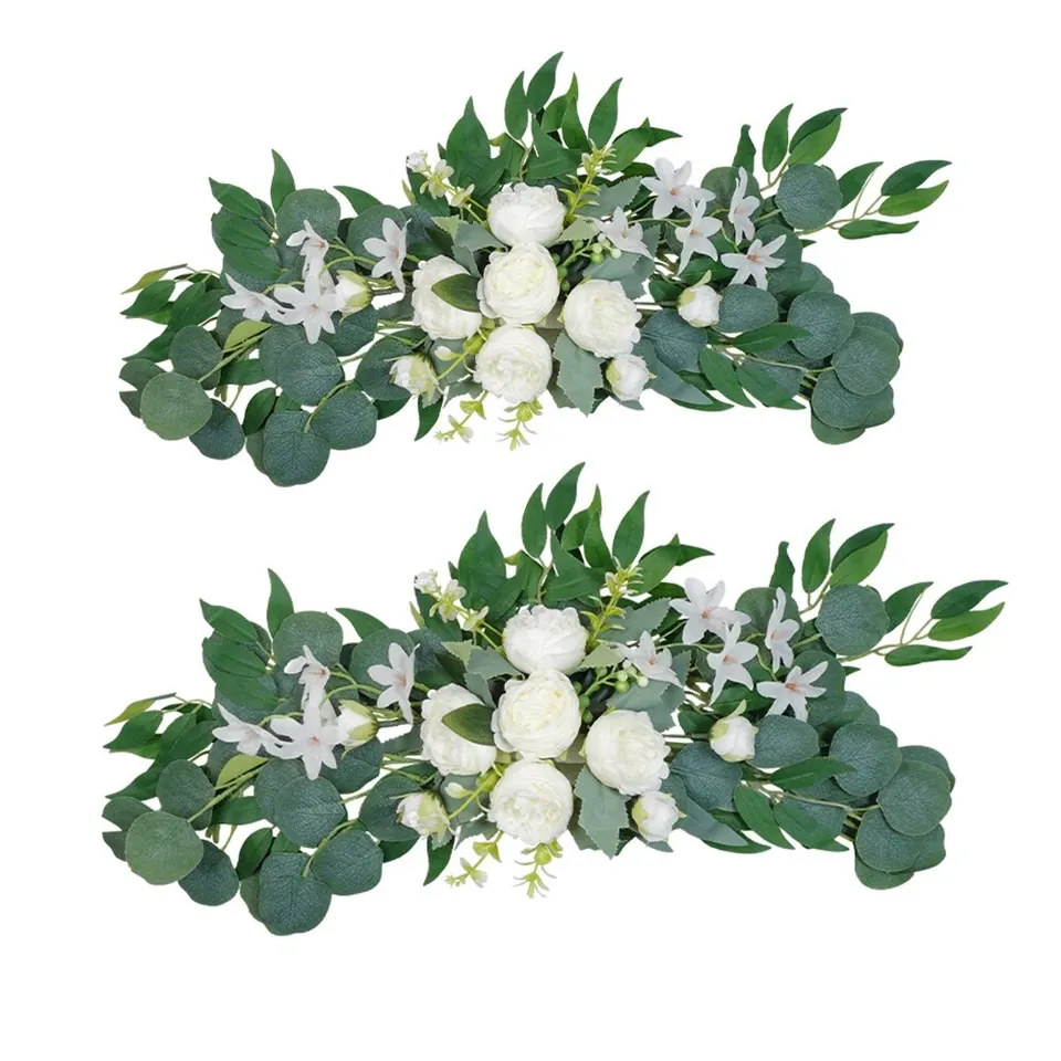 Umelé svadobné kvety kvety boho červená ruža eukalyptus garland závesy domáce dekorácie svadobné dekorácie vítané znamenie