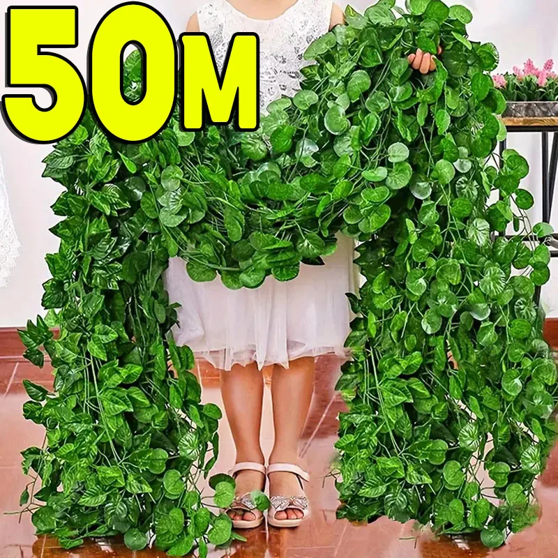 Umelé zelené listy brečtan vinič vinič garland creeper ratan falošné listové rastliny závesné girlandy na záhradnú svadobnú hostinu Domovod