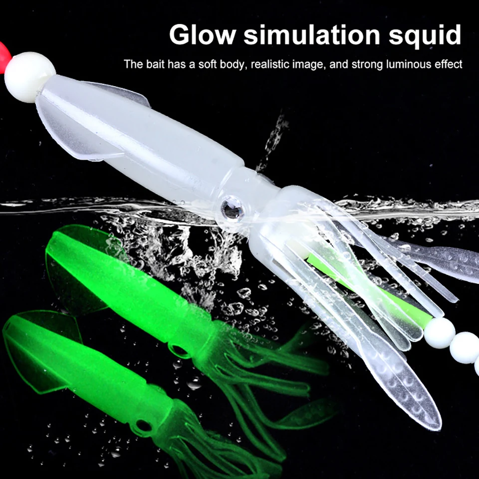 Umelý háčik na návnadu s 3 háčikmi Squid Jig Hook LED lampa Simulácia chobotnica návnada Luminous Tunkle Tool
