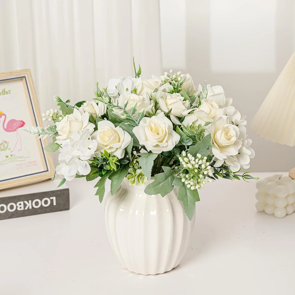 Umelý kvet hodváb Gardennia Hydrangea Svadobný svadobný kyticový domáci stôl Váza festival festival večierok Diy Diy Darčeková dekorácia