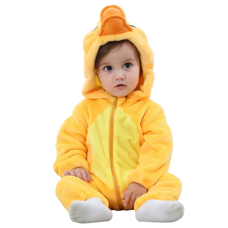 UMorden Baby žltý kačica kostým cosplay kigurumi karikatúra zvierat Rompers Dojča