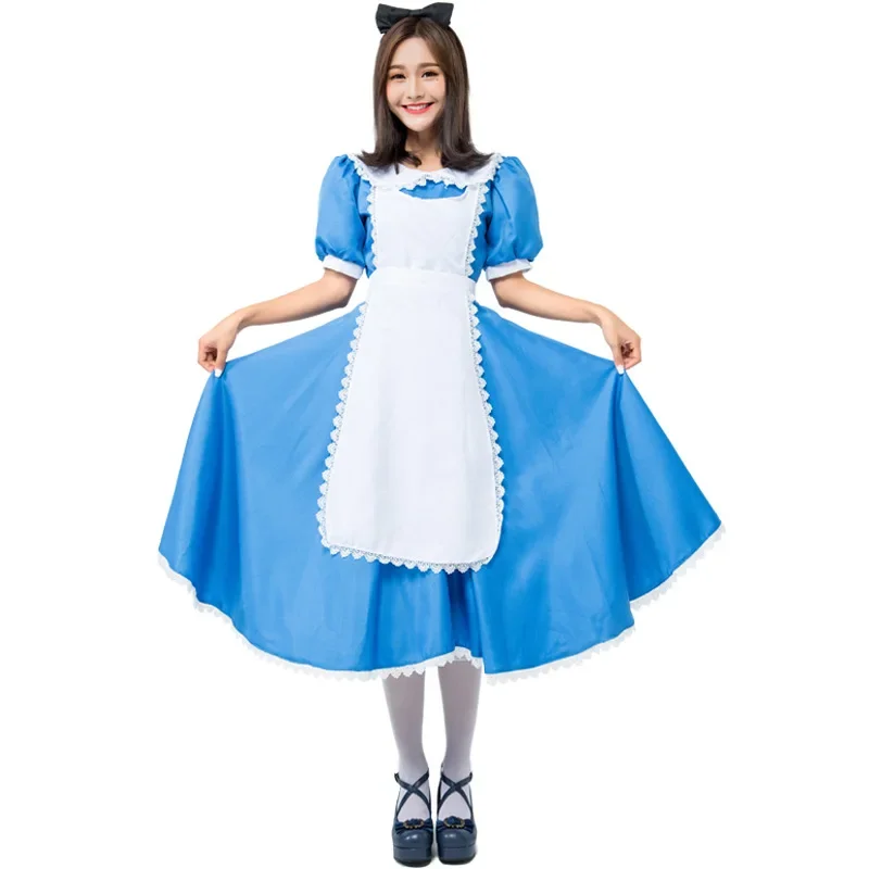 UMorden Wonderland Alice kostým pre dospelých žien modré šaty plus veľkosť xxl slúžka cosplay outfit Halloween Party