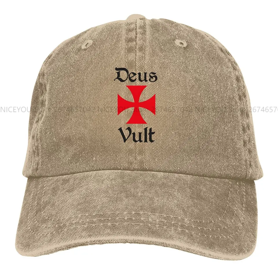 Umytá pánska baseballová čiapka Deus Vult Trucker Snapback Caps Dad Hat Knights Templar Golf Hats