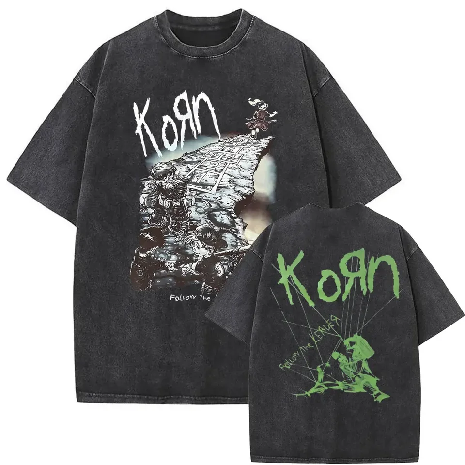 Umytá vintage rocková skupina Korn Falling from Me Tshirt Skeleton Print Tričko Men módne gotické tričko pre ženy nadmerne veľké