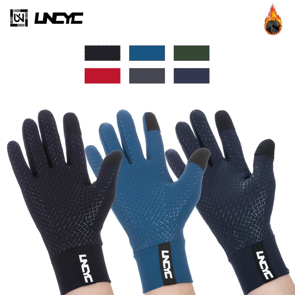 Uncyc cyklistické rukavice s plným prstom nepremokavé tepelné fleece teplo s tepelným bicyklom plné rukavice cestné bicykle bežecké športové rukavice