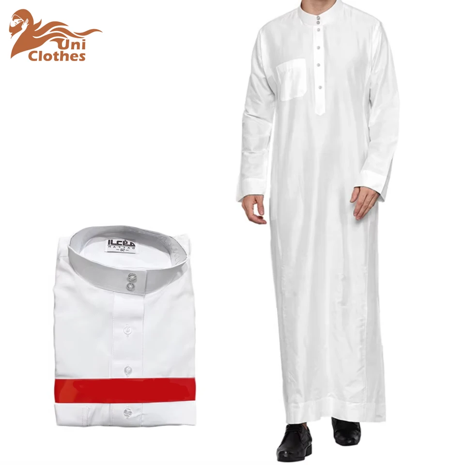 Uni 2024 Noví letní muži Thobe Kaftan Moslimoví muži krátko rukávy Vytlačené voľné priedušné ležérne ruko islamské abaya moslimské oblečenie