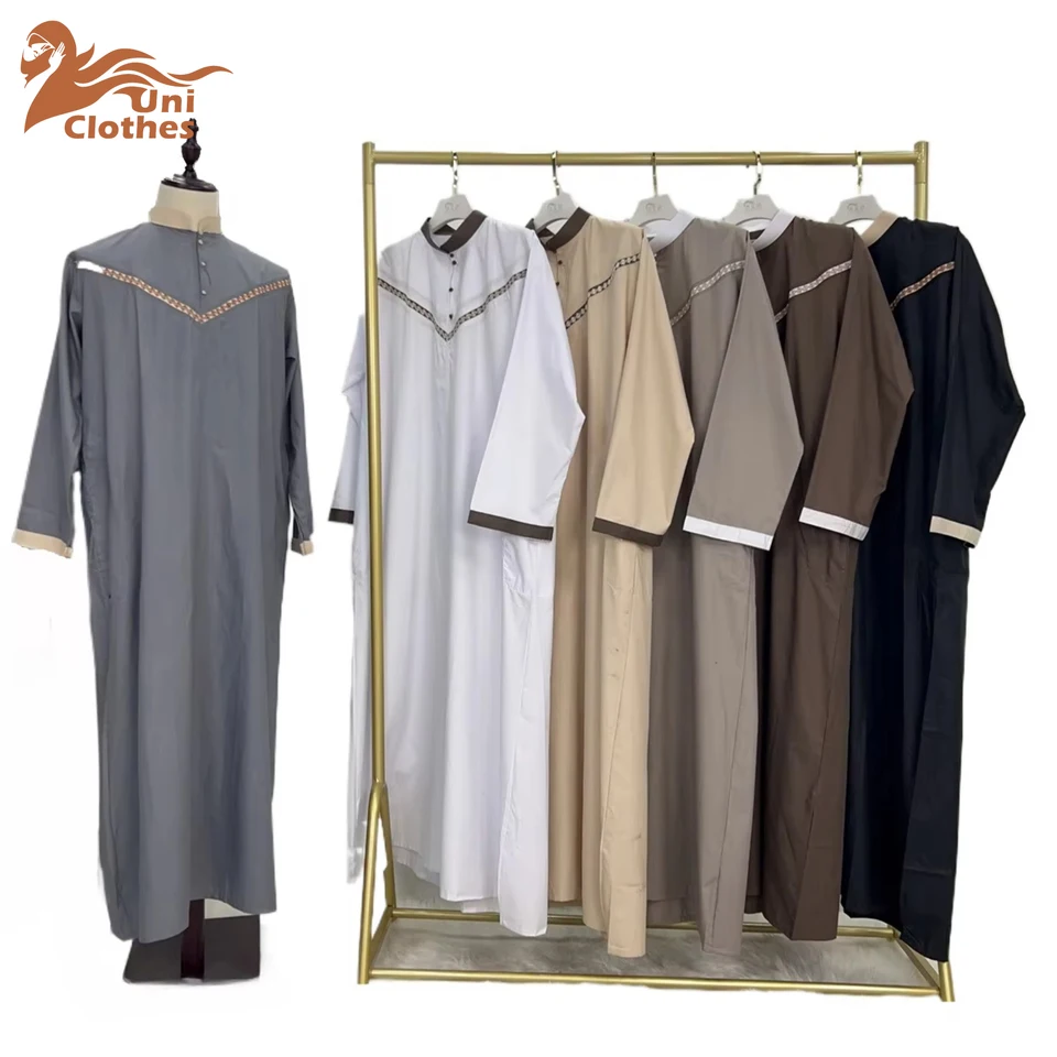 Uni eid moslimskí muži šaty jubba thobe pánske abaya islamský eid 2025 Ramadan dlhý rúž Dubaj arabské šaty Saudského múpa Caftan