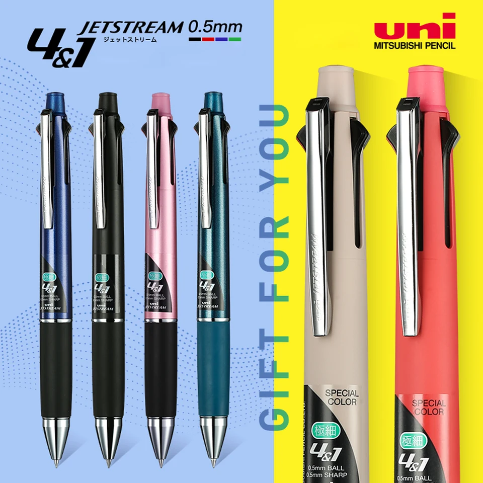 Uni Jetstream Multifunkčné pero Štyri farebné guľôčkové pero+ceruzka MSXE5-1000 Anti-únava hladká 0,5/0,7 mm japonské kancelárske potreby