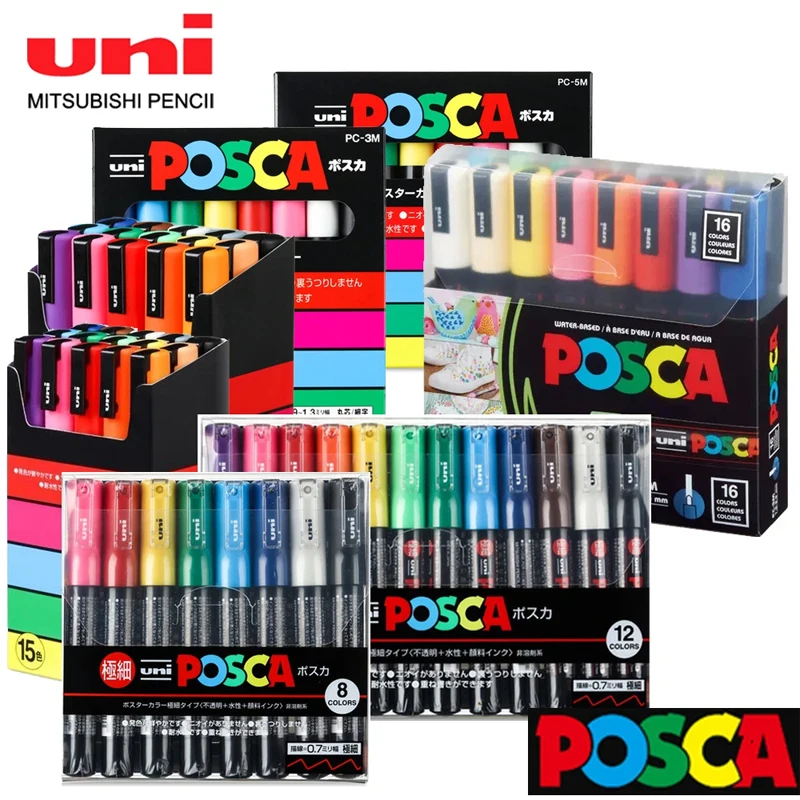Uni posca Plumones Farby Marker Preny Set Mix Colory PC-1M PC-3M PC-5M PC-8K PC-17K Pop plagát graffiti farby Rotuladores