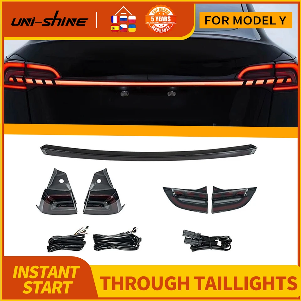 Uni-Shine pre Tesla Model Y Otočte sa cez svetlo Dizajn LED Stop Lamp BEZPEČNÉ VAROVANIE